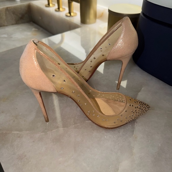 Christian Louboutin Beige Studded Heels - Picture 3 of 12